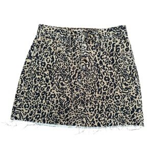 Madewell Leopard Print Mini Skirt in Black and Tan